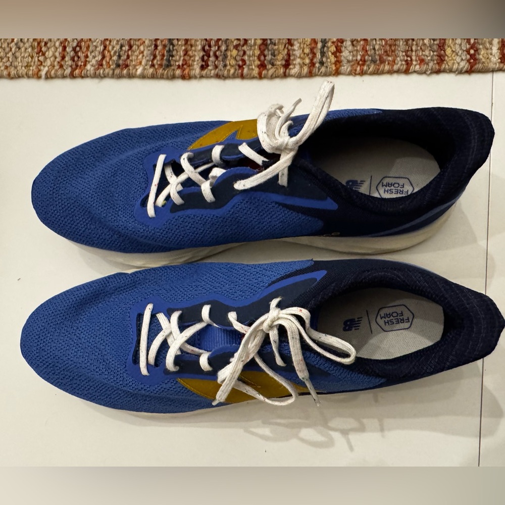 New Balance Fresh Foam Running Shoes Blue Gold Athletic Sneakers Men’s